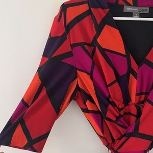 Jewel toned faux wrap dress